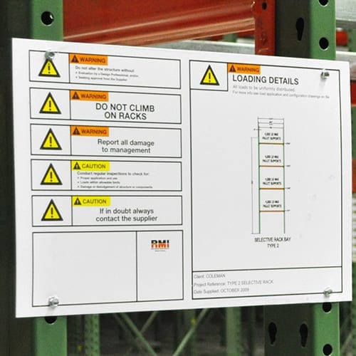 Rack Load Signs, Safe Permissible Loading Notice